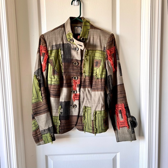 Vintage BETS by Canvasbacks Fringe Textured Art Deco Blazer Jacket—SZ. 8 - Picture 16 of 17